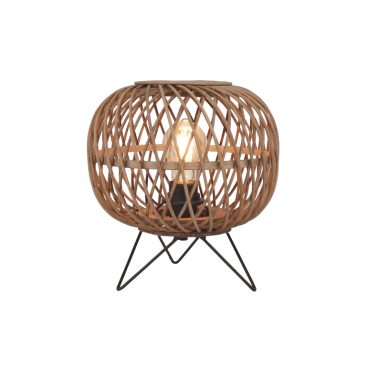 Natuurlijke charme: de Nature Diagonaal tafellamp van bamboe (Ø25 cm) brengt warmte en sfeer in elk interieur.