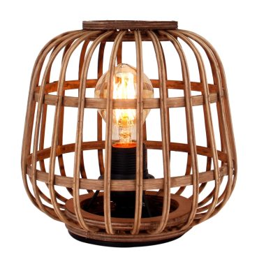Design tafellamp van bamboe met open structuur – perfect voor warme lichtsfeer