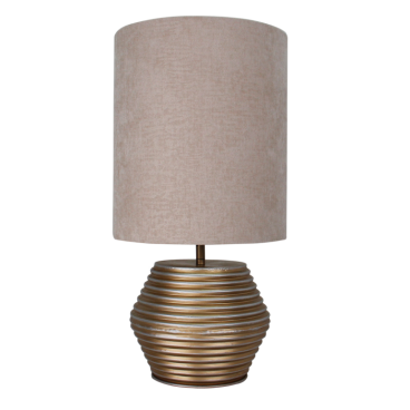 De Modena tafellamp (Ø30 cm) in goud en crème is de ideale keuze voor wie stijl en luxe wil combineren in een modern interieur.